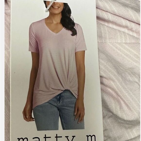 Matty M V-neck Twist Front Tee | - Picture 5 of 5